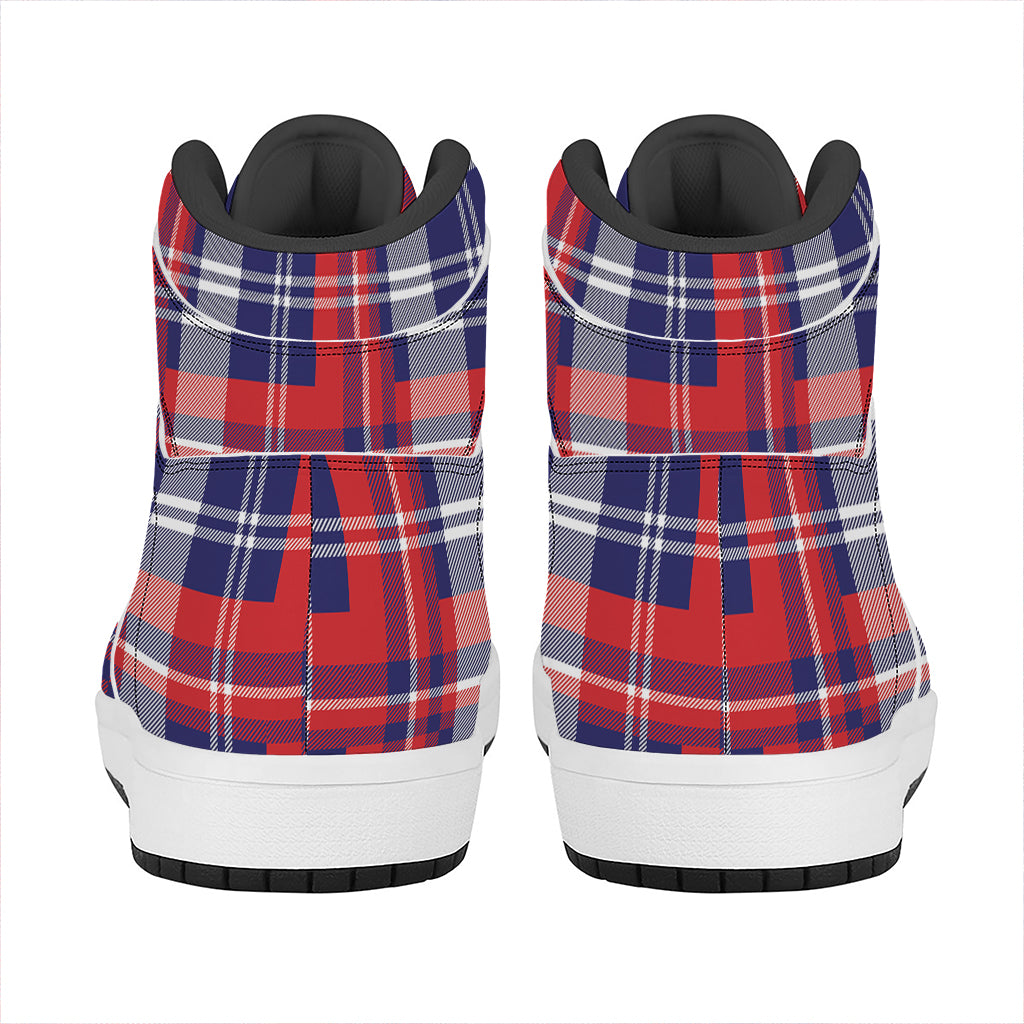 USA Plaid Pattern Print High Top Leather Sneakers