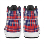 USA Plaid Pattern Print High Top Leather Sneakers