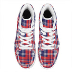 USA Plaid Pattern Print High Top Leather Sneakers