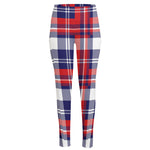 USA Plaid Pattern Print High-Waisted Pocket Leggings