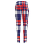 USA Plaid Pattern Print High-Waisted Pocket Leggings