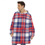 USA Plaid Pattern Print Hoodie Blanket