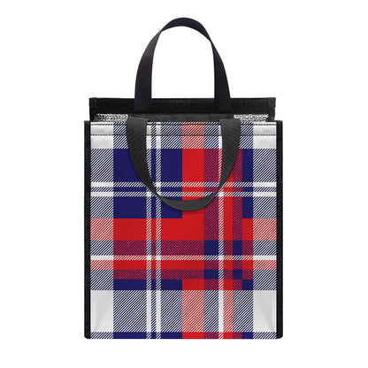USA Plaid Pattern Print Insulated Lunch Tote