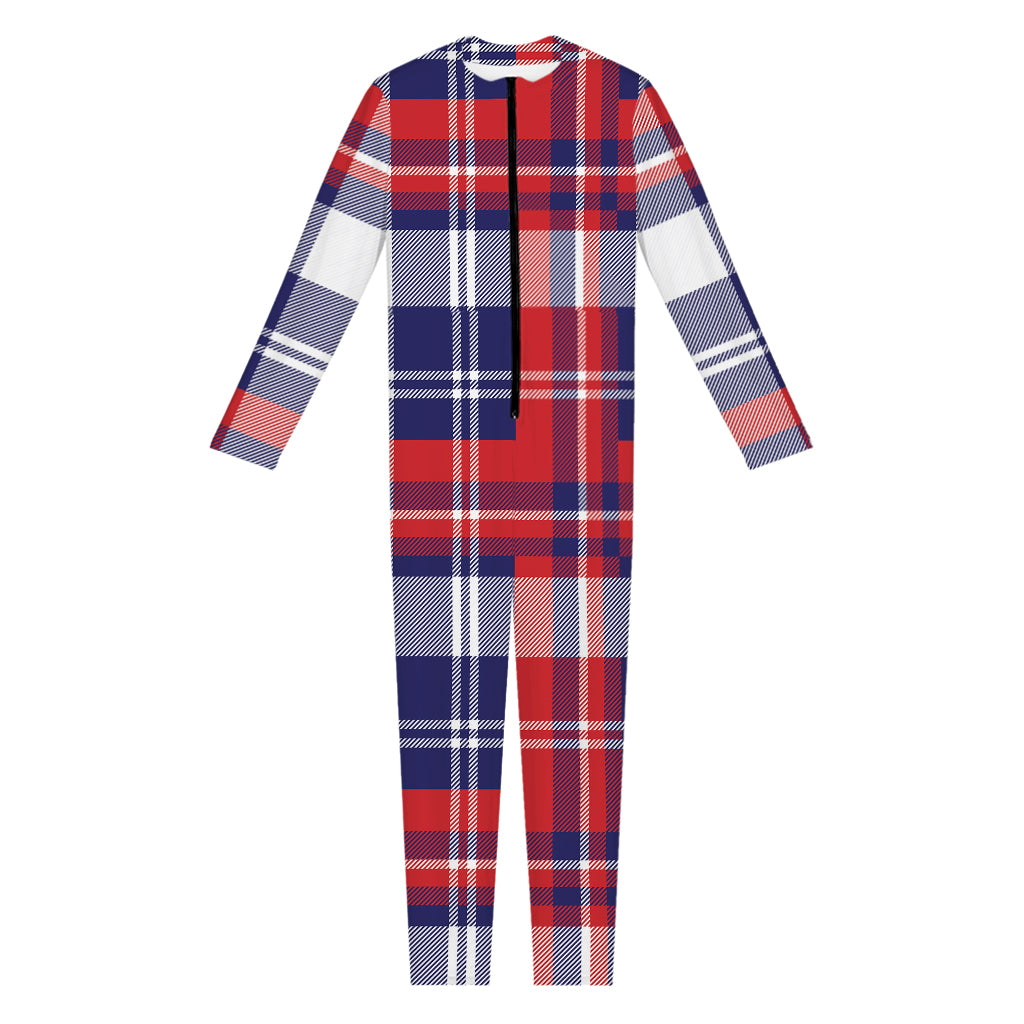 USA Plaid Pattern Print Jumpsuit