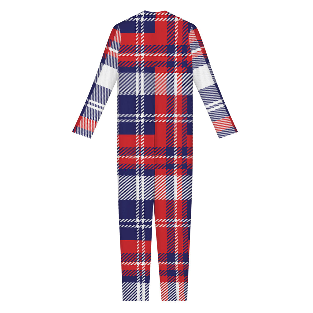 USA Plaid Pattern Print Jumpsuit