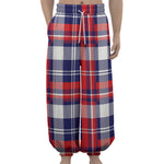 USA Plaid Pattern Print Lantern Pants