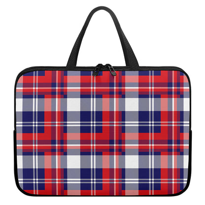 USA Plaid Pattern Print Laptop Sleeve With Handle