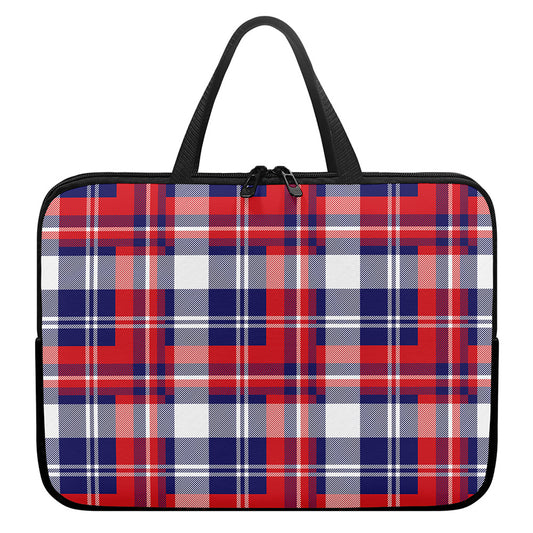 USA Plaid Pattern Print Laptop Sleeve With Handle