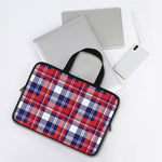 USA Plaid Pattern Print Laptop Sleeve With Handle