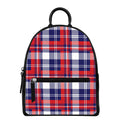 USA Plaid Pattern Print Leather Backpack