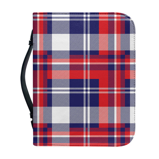 USA Plaid Pattern Print Leather Bible Cover