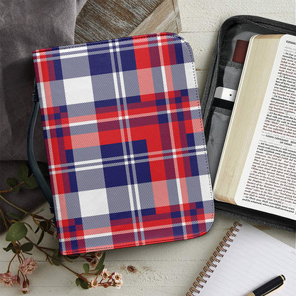 USA Plaid Pattern Print Leather Bible Cover