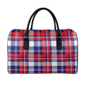 USA Plaid Pattern Print Leather Duffel Bag