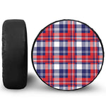 USA Plaid Pattern Print Leather Spare Tire Cover