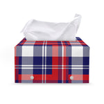 USA Plaid Pattern Print Leather Tissue Box Cover