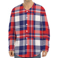 USA Plaid Pattern Print Long Sleeve Baseball Jersey