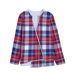 USA Plaid Pattern Print Long Sleeve Short Coat