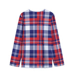 USA Plaid Pattern Print Long Sleeve Short Coat