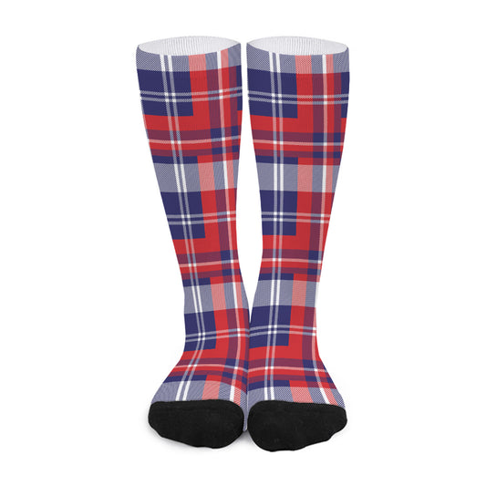 USA Plaid Pattern Print Long Socks