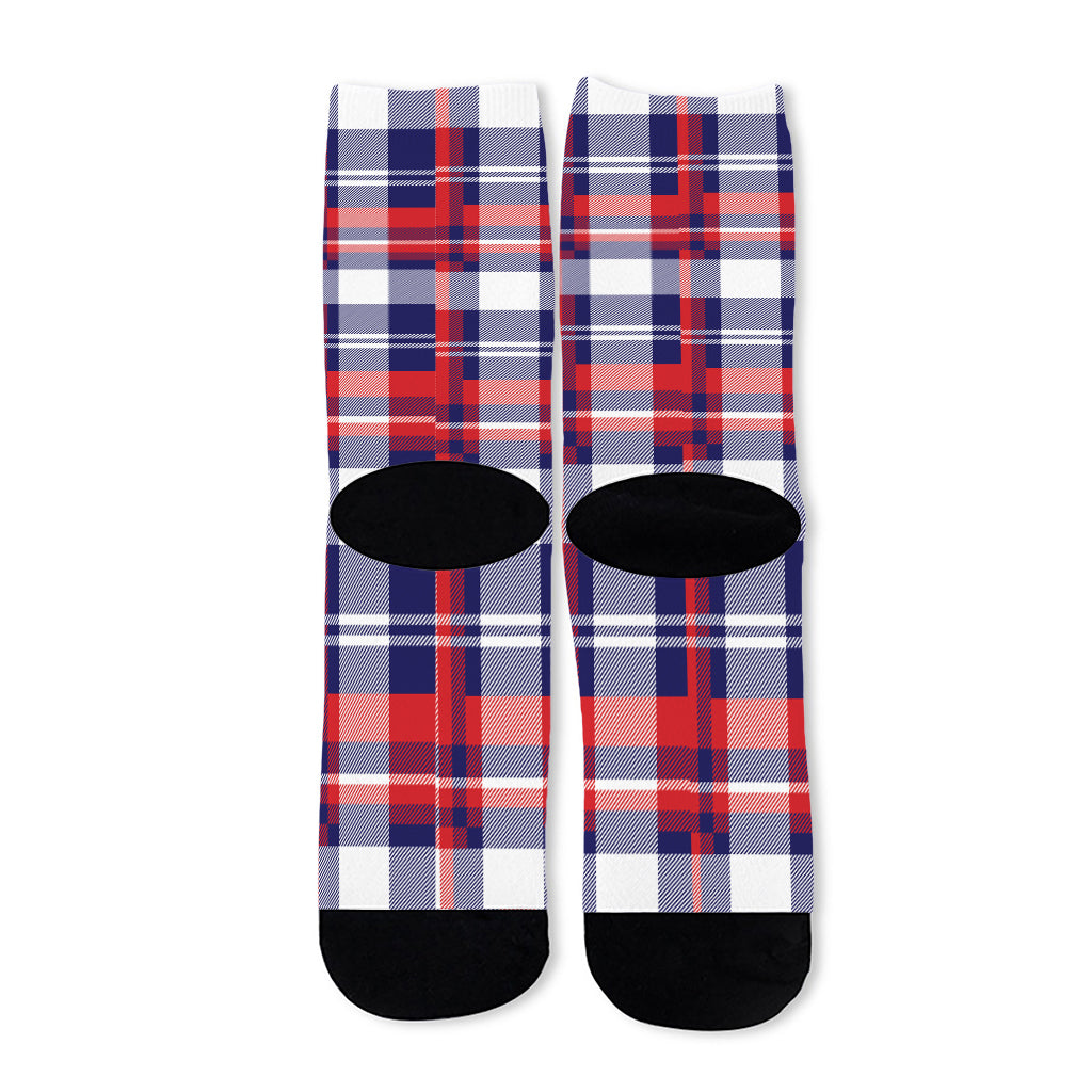 USA Plaid Pattern Print Long Socks