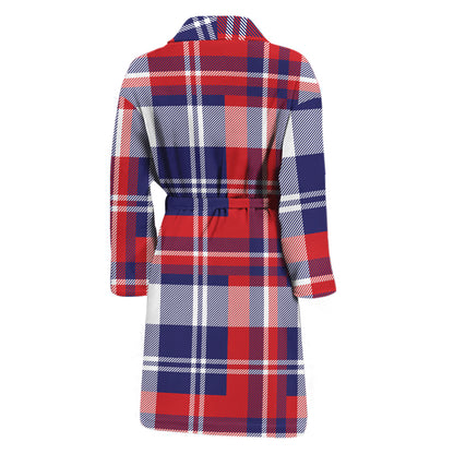 USA Plaid Pattern Print Men's Bathrobe