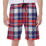 USA Plaid Pattern Print Men's Beach Shorts