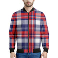 USA Plaid Pattern Print Men's Bomber Jacket