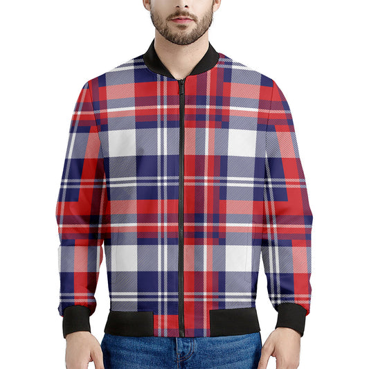 USA Plaid Pattern Print Men's Bomber Jacket
