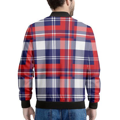 USA Plaid Pattern Print Men's Bomber Jacket