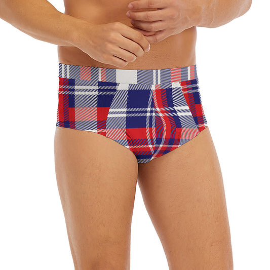 USA Plaid Pattern Print Men's Briefs