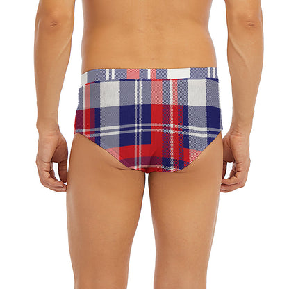USA Plaid Pattern Print Men's Briefs