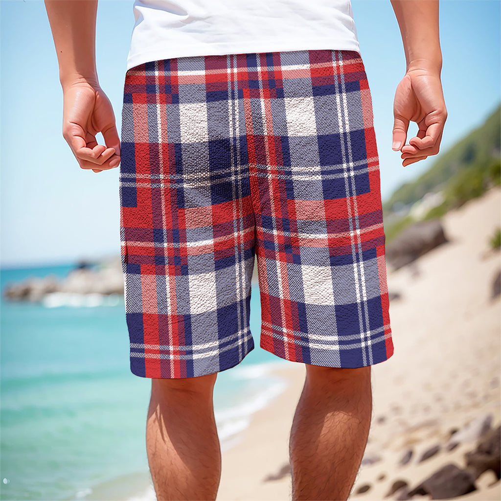 USA Plaid Pattern Print Men's Cargo Shorts