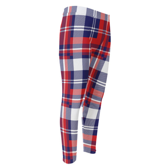USA Plaid Pattern Print Men's Compression Pants