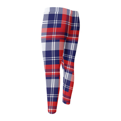 USA Plaid Pattern Print Men's Compression Pants