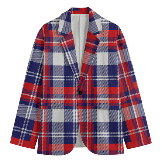 USA Plaid Pattern Print Men's Cotton Blazer