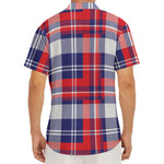 USA Plaid Pattern Print Men's Deep V-Neck Shirt