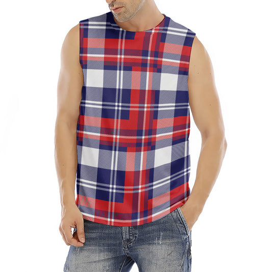USA Plaid Pattern Print Men's Fitness Tank Top