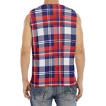 USA Plaid Pattern Print Men's Fitness Tank Top