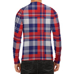 USA Plaid Pattern Print Men's Long Sleeve Rash Guard