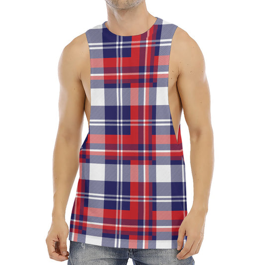 USA Plaid Pattern Print Men's Muscle Tank Top