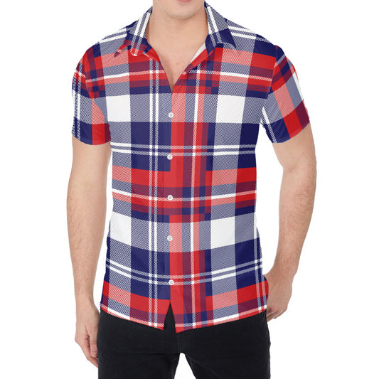 USA Plaid Pattern Print Men's Shirt