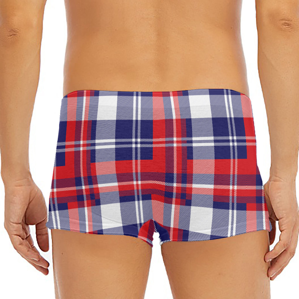 USA Plaid Pattern Print Men's Short Boxer Briefs