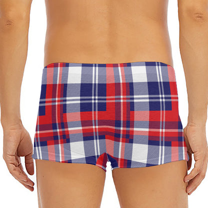 USA Plaid Pattern Print Men's Short Boxer Briefs