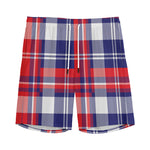 USA Plaid Pattern Print Men's Sports Shorts