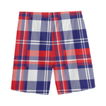 USA Plaid Pattern Print Men's Sports Shorts