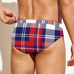 USA Plaid Pattern Print Men's Swim Briefs