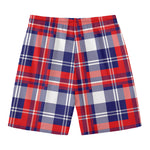 USA Plaid Pattern Print Men's Swim Trunks