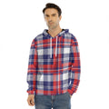 USA Plaid Pattern Print Men's Velvet Pullover Hoodie