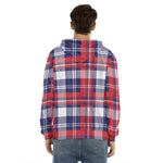 USA Plaid Pattern Print Men's Velvet Pullover Hoodie