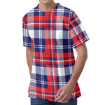 USA Plaid Pattern Print Men's Velvet T-Shirt